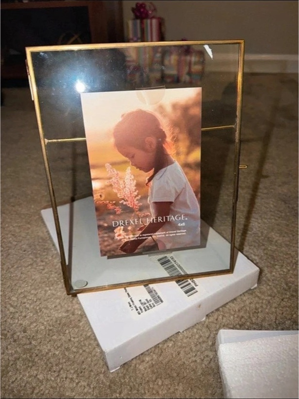 Drexel Heritage Metal Floating Glass Photo Frame Gold & Clear